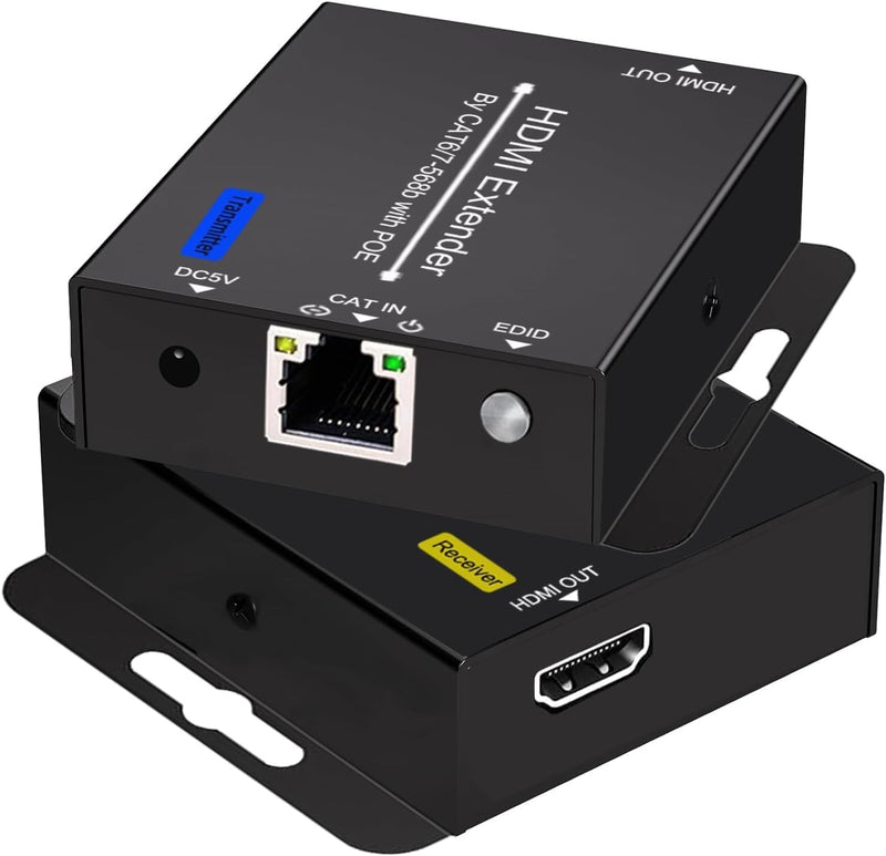 [AUSTRALIA] - 200ft HDMI Extender Over CAT6 CAT7 RJ45 Ethernet to HDMI Converter LAN Extension POC Support 1080P 3D EDID Copy Deep Color Compatible with PC PS4 Roku Unilateral Power Supply White 