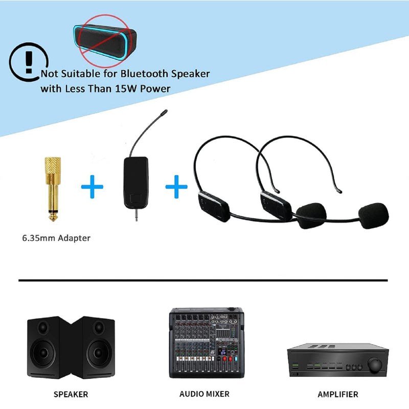 [AUSTRALIA] - Wireless Microphone System for 2 People, 2.4G Dual Wireless Headset Mics Ideal for Speakers, Voice Amplifier, PA System, Teacher, Tour Guides, Fitness Instructor 