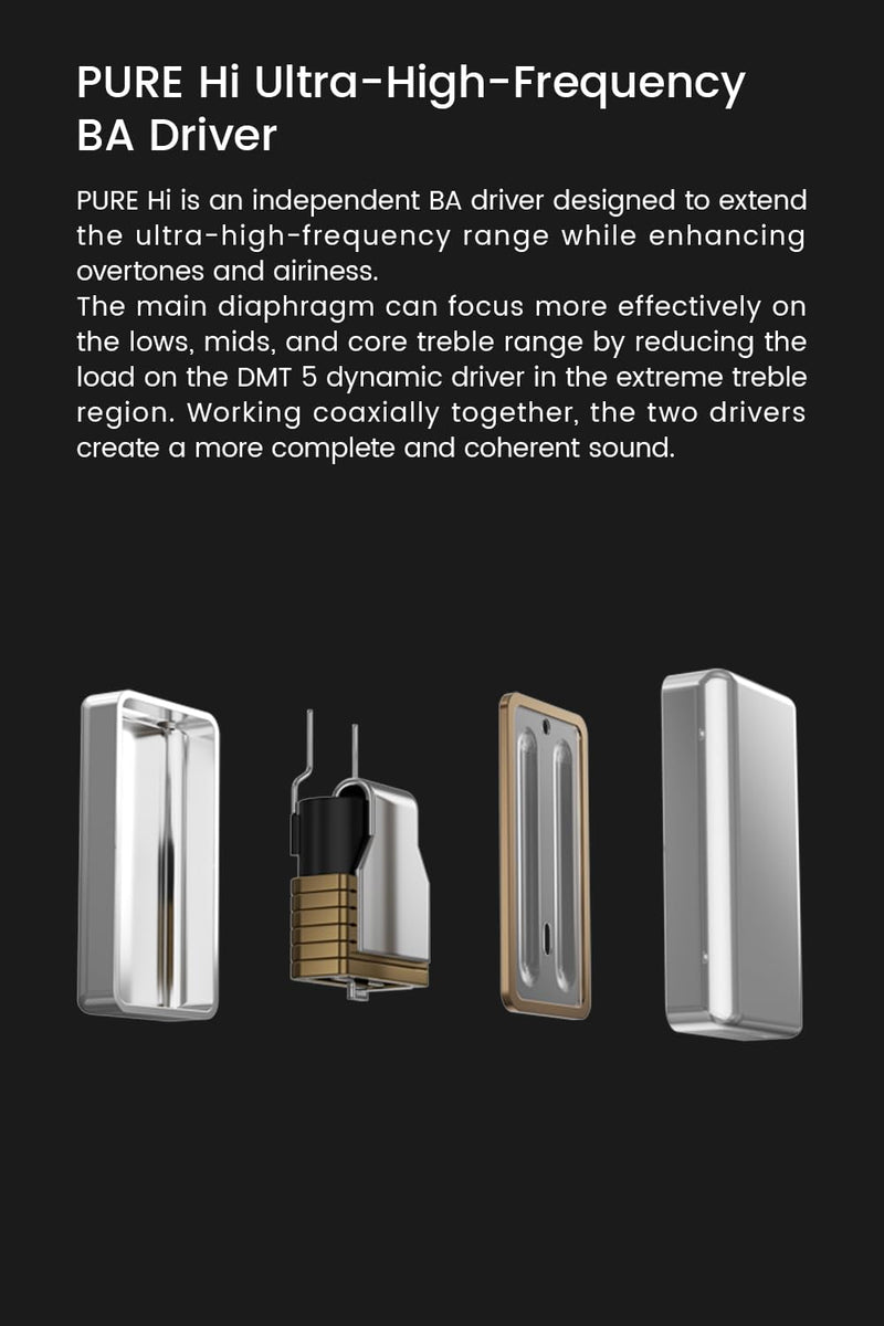 OlaⅡ1DD+1BA Hybrid Wired Earbuds, Lightweight IEM, Type C with Mic | DMT5 Dual-Magnetic-Circuit Dual-Chamber Dynamic Driver, PURE Hi BA, Coaxial Acoustic Structure, App Control, Upgraded DSP