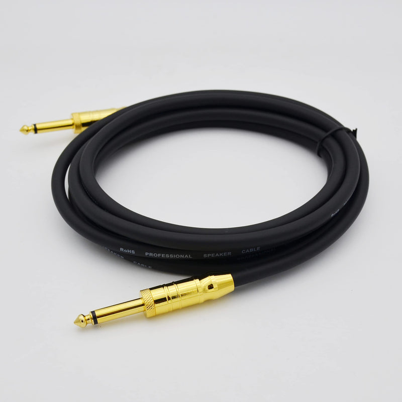 [AUSTRALIA] - Speaker Cable 10ft 1/4 to 1/4 24K Gold TS Male Plug 12AWG Bass/Guitar Speaker Cable for Amp,PA and DJ Audio - 2 Pack,Black 10 