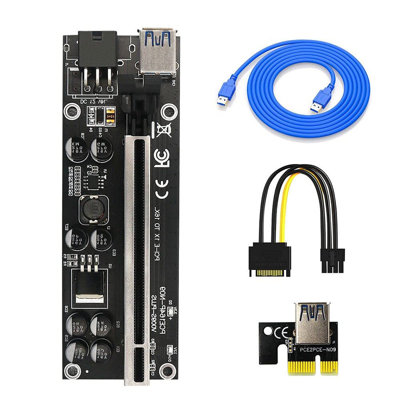 New Version 009S Plus PCIE Riser 1x to 16x Graphic Extension for Bitcoin GPU Mining Powered Riser Adapter Card