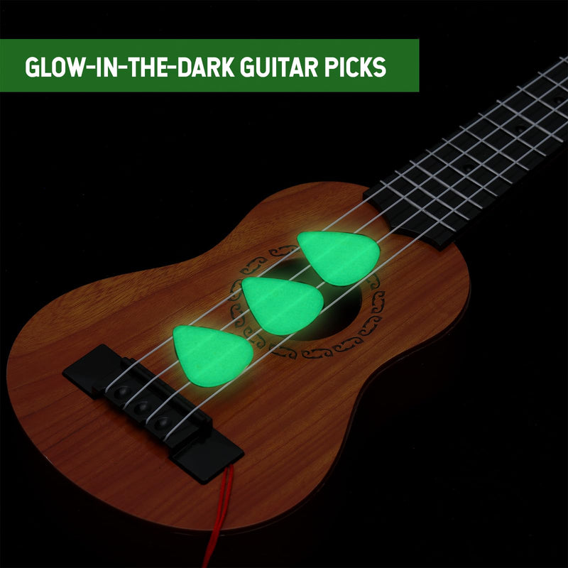15 Pcs Glow in the Dark Guitar Picks Plectrums Celluloid Guitar Picks 3 Sizes 0.5 0.75 1.0 mm, Thin Medium Heavy Thickness, Light up Guitar Picks for Bass Electric Acoustic Guitars Ukulele