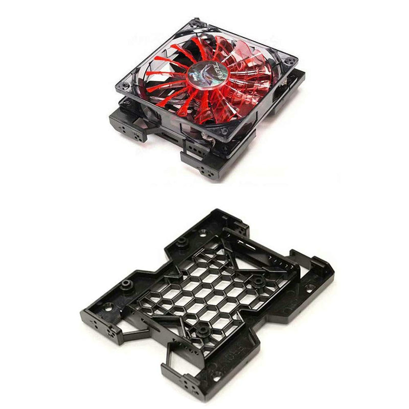 KOOBOOK 2Pcs 5.25" to 3.5" 2.5" SSD HDD Tray Caddy Case Adapter Hard Disk Drive Bays Holder Cooling Fan Mounting Bracket for PC