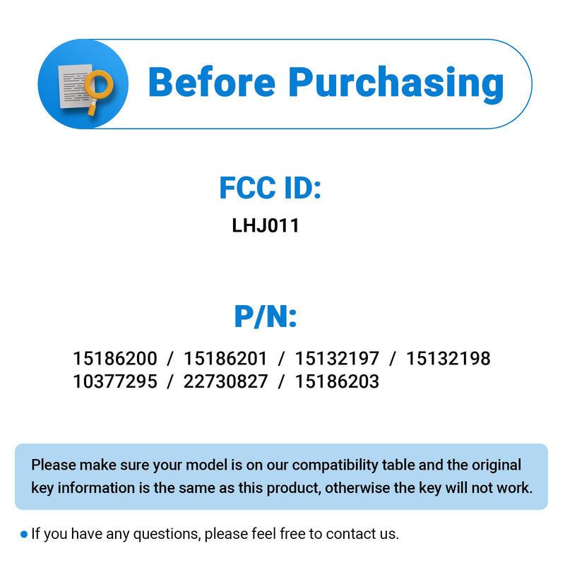 [AUSTRALIA] - Keyless Entry Car Key Fob Replacement for 2003-2007 Chevy Chevrolet Silverado Tahoe Avalanche Equinox SSR Suburban/GMC Sierra Yukon/Cadillac Escalade/Hummer H2 for LHJ011 (2 Pack) 