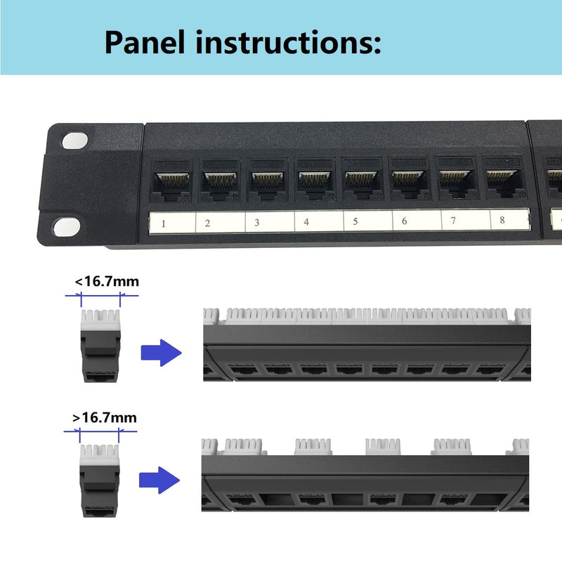 2 Pack of 24 Port Blank Keystone Patch Panel-1U Rackmount or Wall Mount UTP Patch Panel for Keystone Jacks-19-inch Multimeadia Patch Panel