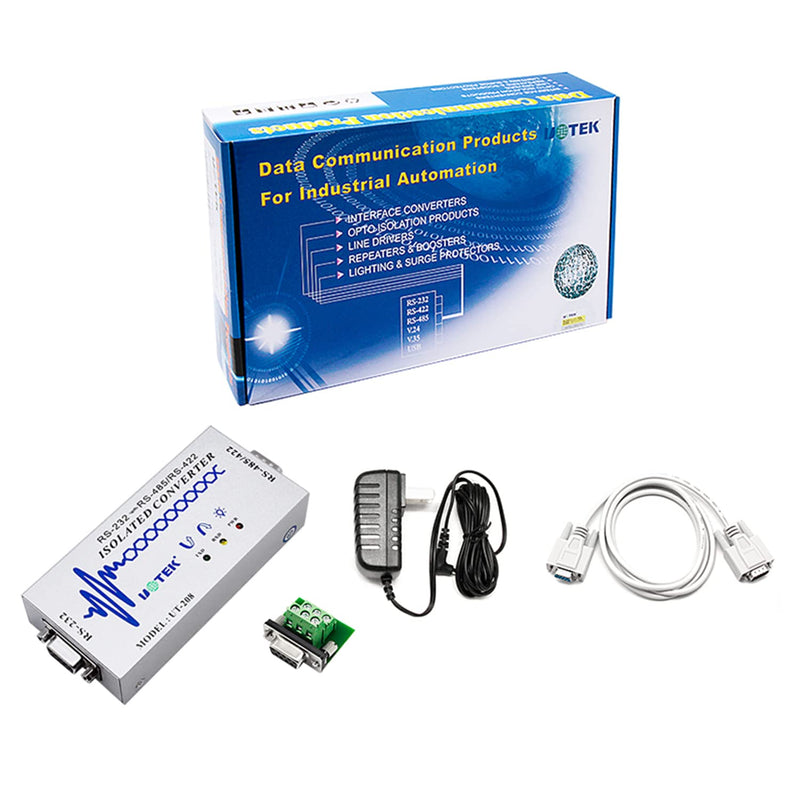 RS232 to RS485 RS422 Isolated Converter RS-232 to RS-485 RS-422 Built-in Optical Isolation Adapter Support All Operating System UT-208
