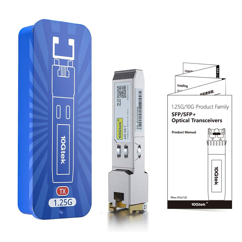 1.25G SFP-T, 1000BASE-T Copper SFP to RJ45, Compatible with HPE, Ubiquiti UniFi, D-Link, Supermicro, Netgear, TP-Link, Broadcom and More 1) 1G-T: 100m