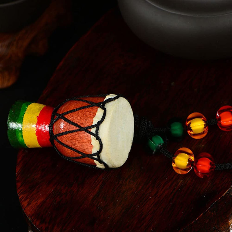 15Pcs Instrument Necklaces Wooden Classic Djembe Drum Mini Pendant African Drum Bongos Percussion Jewelry Necklace Drums for Kids Adults Party Supply School Gift 15 Pcs