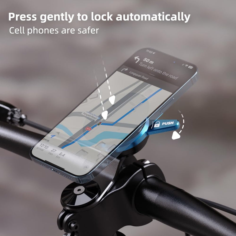 [AUSTRALIA] - Upgrade Bike Phone Mount, Magnetic Cell Phone Clip for Bicycle/Scooter Handlebar Compatible with iPhone 15/14/13 Pro Max, Samsung and More (Black&Blue-01) Black&Blue-01 