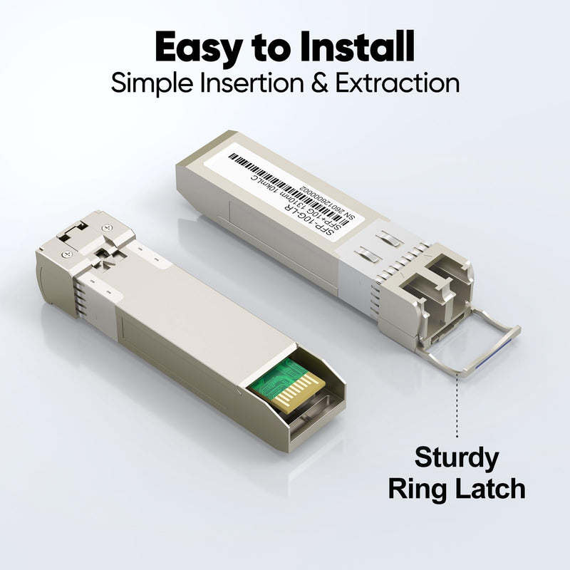 10G SFP+ to LC Module, 10GBase-LR Fiber Transceiver Single Mode, Up to 10KM | for Cisco SFP-10G-LR, Meraki MX100/MX400/ MX600/ MX450, MikroTik,Fortinet,Ubiquiti UF-SM-10G,TP-Link,Netgear 10G-LR:10km Black