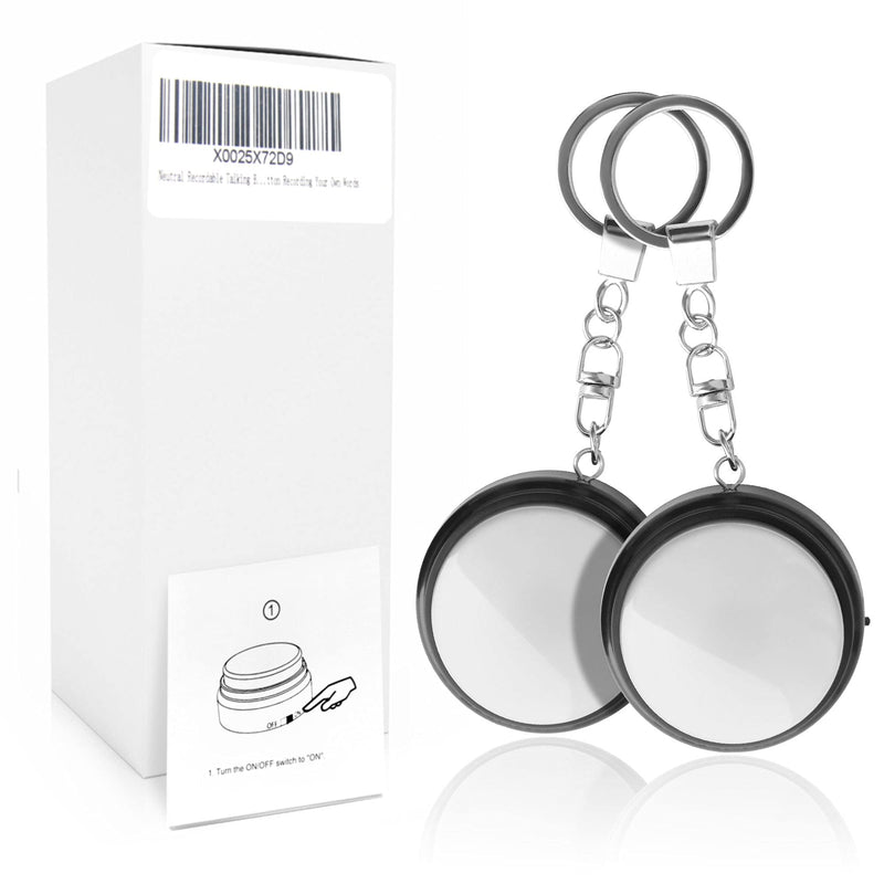 Recordable Talking Button with Keychain, 20s Voice Recording Time Sound Button Answer Buzzers Funny Buttons Record Your Own Words Also Used for Dog Pack of 4 - White and Black (Battery Included) Black and White4