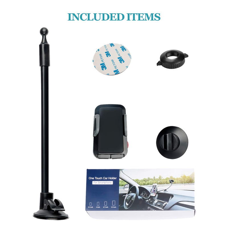 Car Phone Mount, Universal Long Arm Windshield Handsfree Phone Holder for Car Compatible iPhone 14 Pro/13/12/11/Xs/XR/X/8 Plus, Galaxy S20/S10/S9/S9 /Note 10/S8, Huawei and More