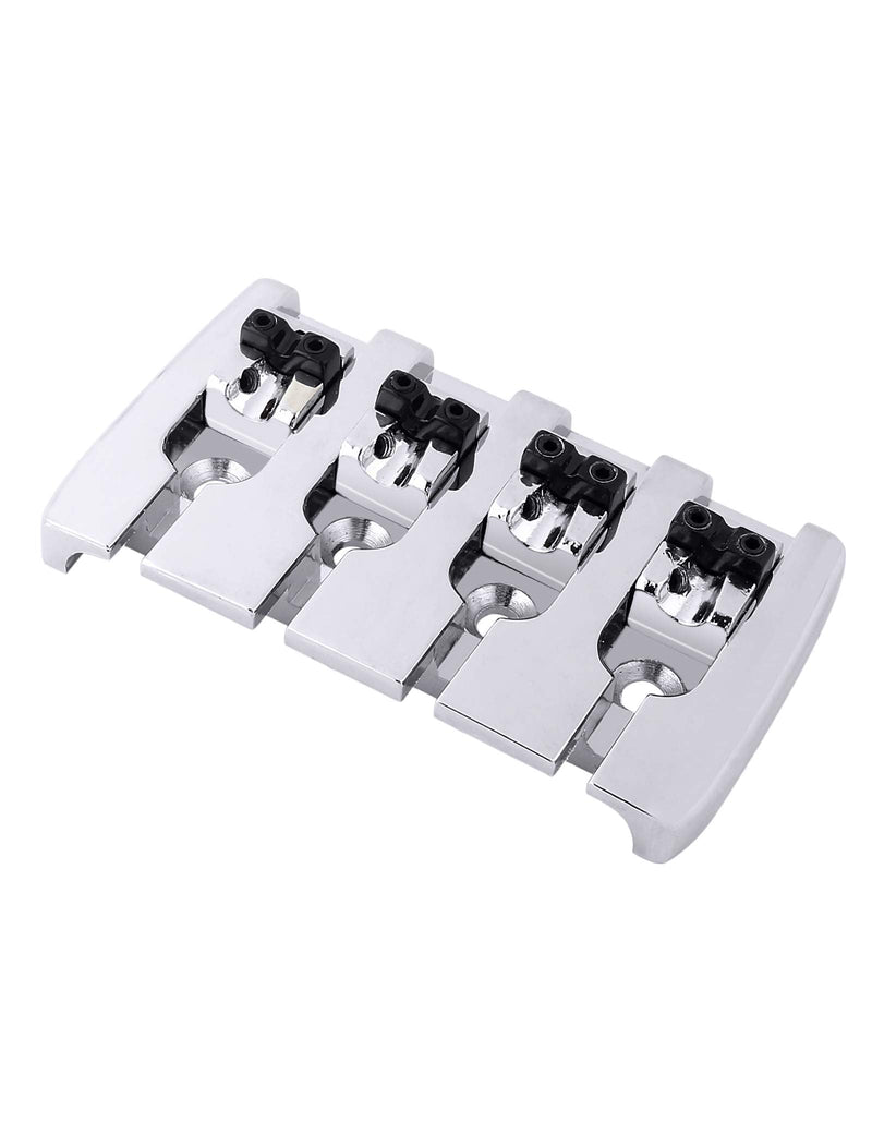 4 string Bass Bridge Adjustable Saddles Tailpiece Top Load with Screws for Electric Jazz Bass P Bass Parts Chrome.