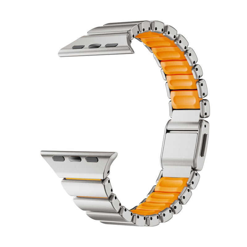 Magnetic Steel Band for Apple Watch 44/45/46/49mm, Titanium/Orange | Steel