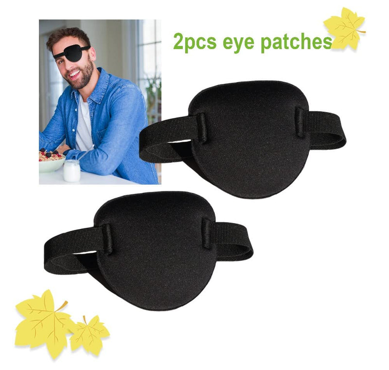 2 Pcs Eye Patches for Adults and Kids,3D Adjustable Eyepatch for Right or Left Eye,One Eye Cover for Lazy Eye,Pirate Costume(Black)