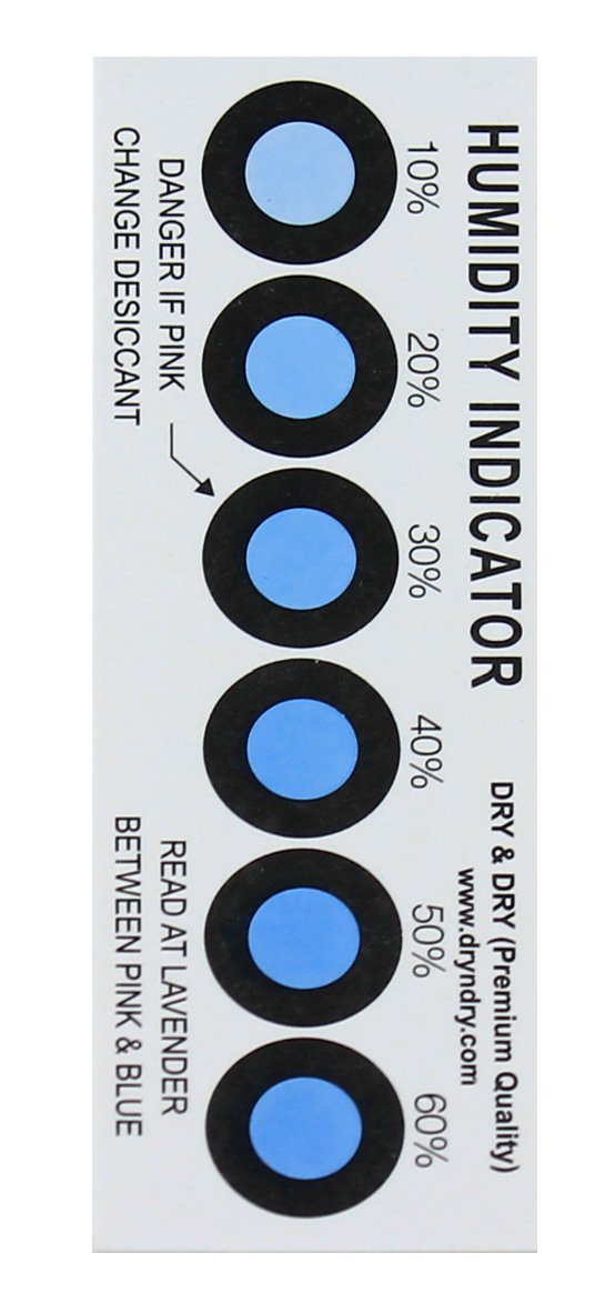 Dry & Dry Premium Humidity Indicator Cards 20 Pack (Reusable) - 10-60% 6 Spot (20 Cards)