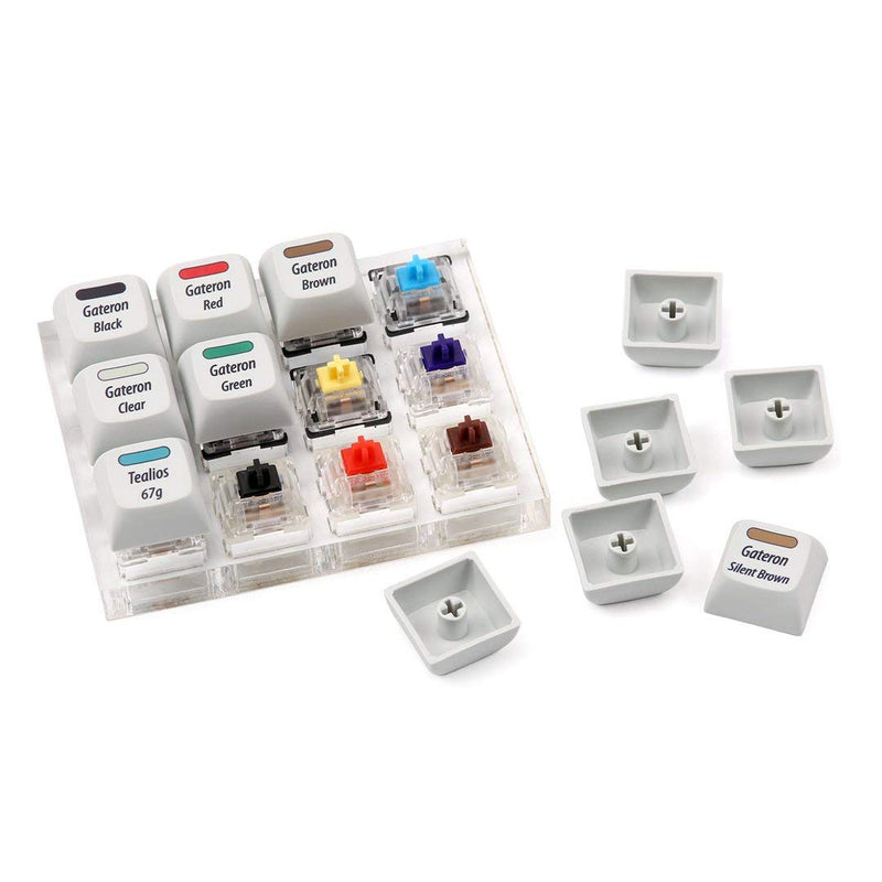 Max Keyboard Gateron + Zealios + Tealios Key Switch 12-Key Tester Kit (Printed PBT Keycap with Key Switch Color Printed)
