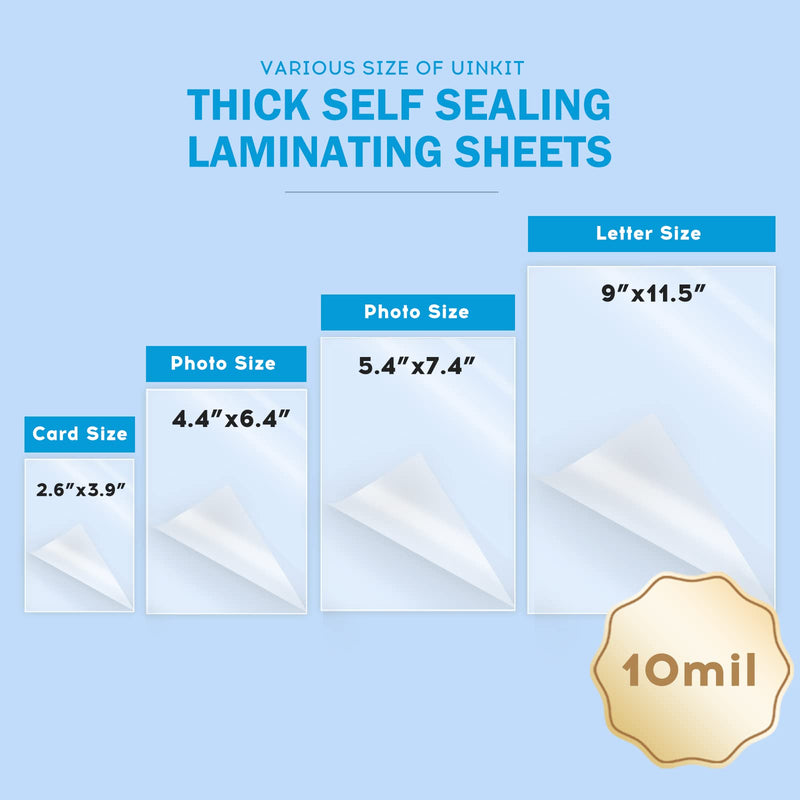Uinkit Self Sealing Laminating Pouches Self Adhesive Laminating Sheets for Cards 2.6x3.9inches 50Pack 10Mil Thick Gloss Finish No Machine Need (2.6x3.9Inchesx50Pack) 2.6x3.9Inchesx50Pack