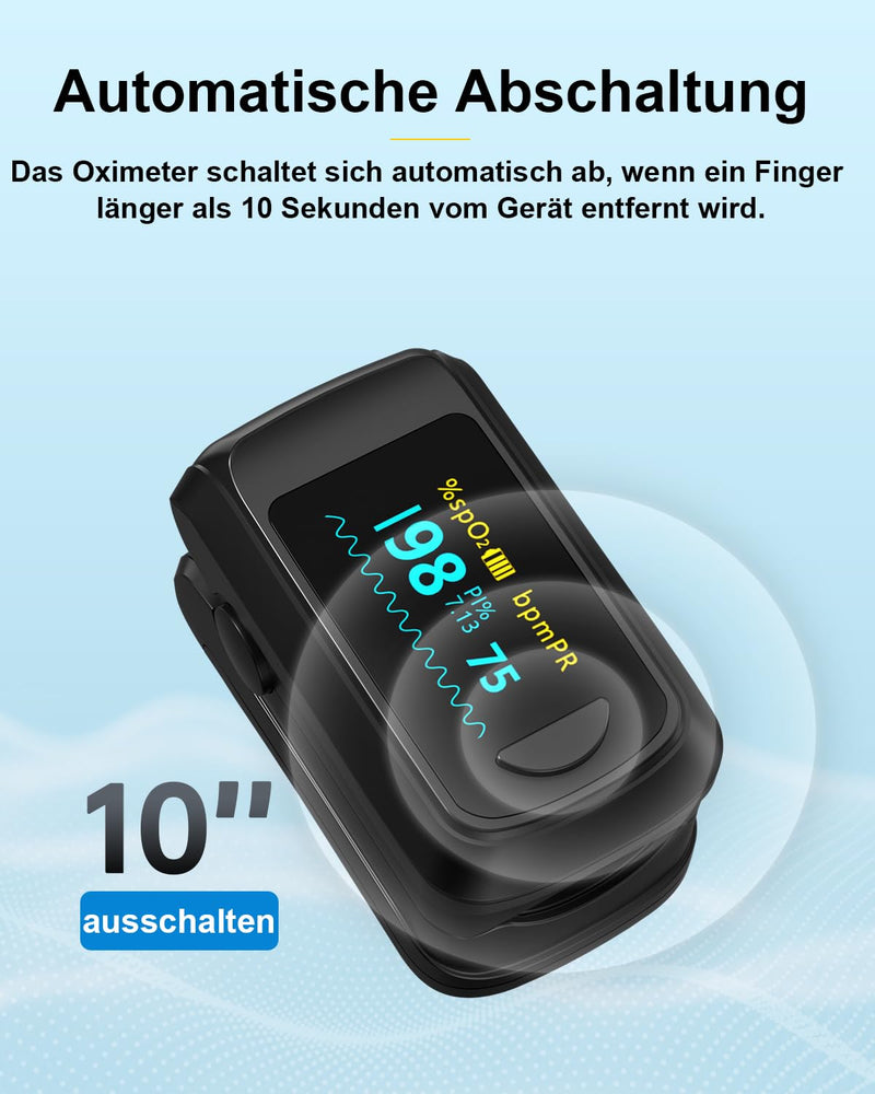 HealthTree Blood Oxygen Monitor Finger for Adults Portable Oxygen Monitor with OLED Screen Includes Lanyard black