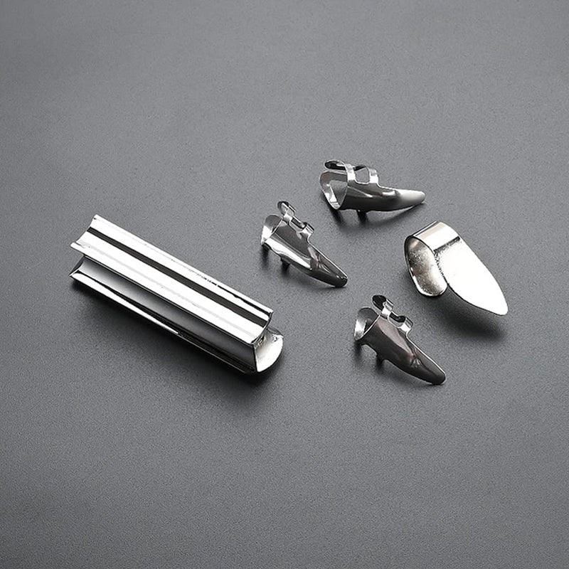 Alnicov Guitar Slide Steel Stainless Tone Bar for Hawaiian Guitar Lap Steel Guitar, Electric Guitar with Metal Thumb Finger Picks Plectrums?Chrome