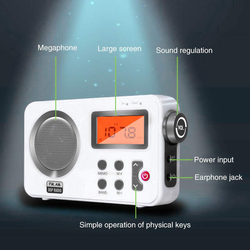 Radio - Shower Radio Speaker, AM/FM Radio with LCD Display, Portable Stereo Radio with Earphone Port for Home, Beach, Hot Tub, Bathroom