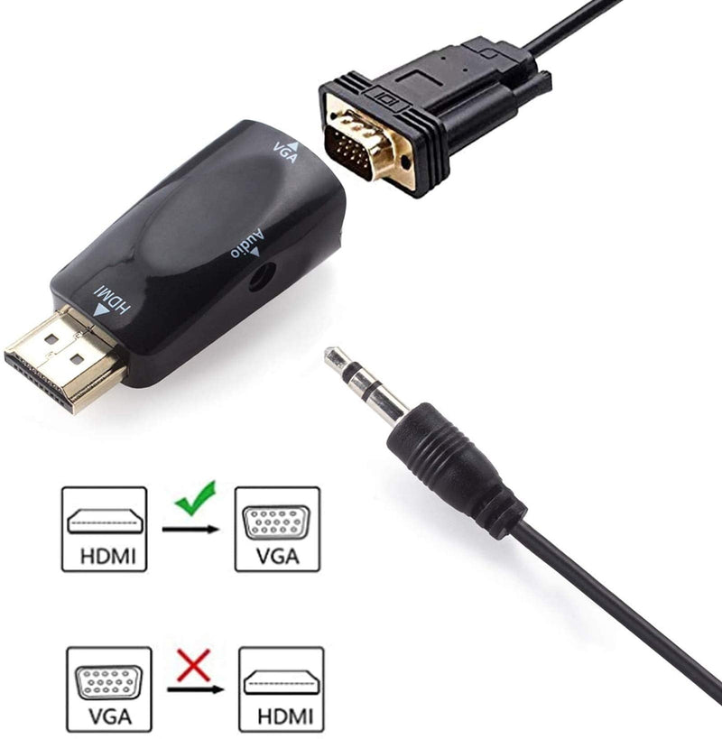HDMI to VGA Adapter Converter with 3.5mm Audio Jack Cable,4K HDMI to VGA Converter Male to Female Gold-Plated Connector for Laptop,PC, Desktop,Monitor, Projector,HDTV,DVD HDTOVGA3.5