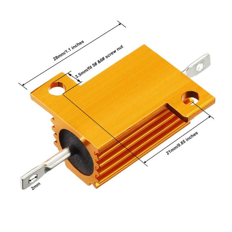 sourcing map 25 W 500 Ohm 5% Aluminium Casing Resistance Tap Load Resistors Gold