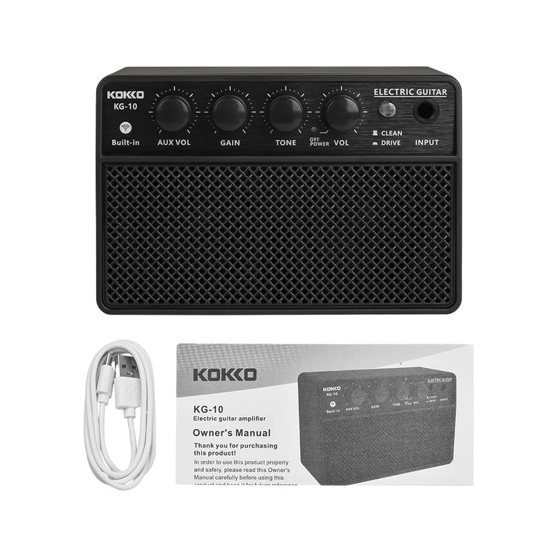Guitar Amplifier Small Electric Guitar Amp 10W Mini Portable Guitar Practice Speaker for Daily Practice Street Performances Rechargeable Portable Audio Supports BT/Headphone Connection