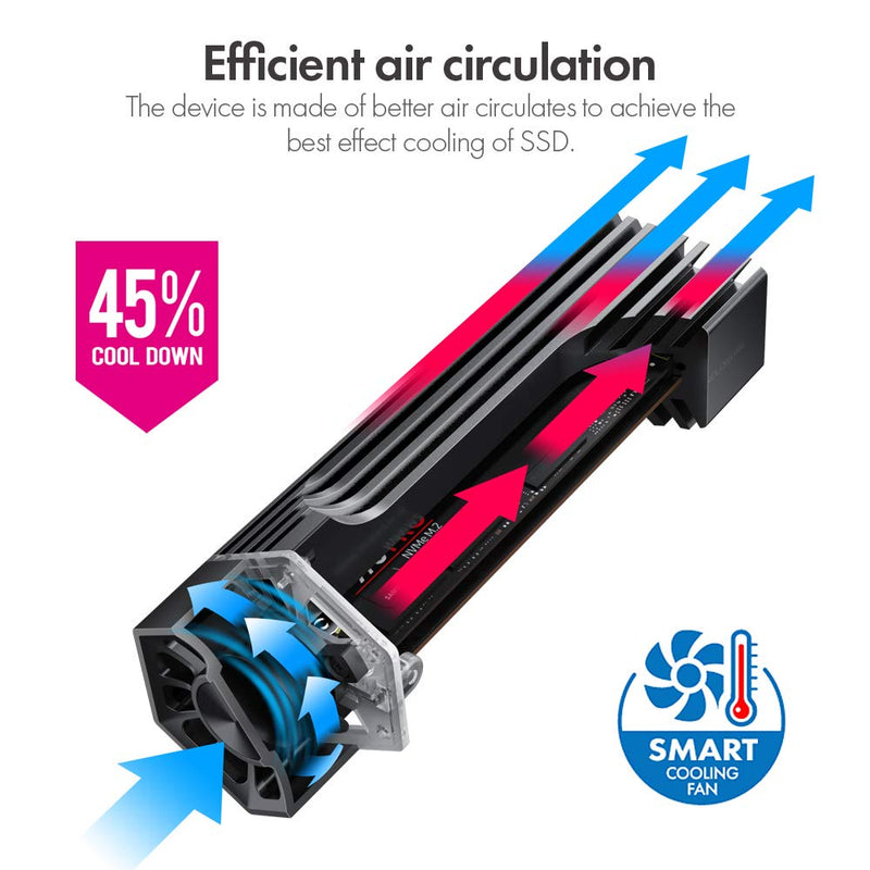 ineo M.2 NVMe (PCIe) SSD Enclosure Built-in Cooling Fan and Write Protection Switch [C2605-NVMe]