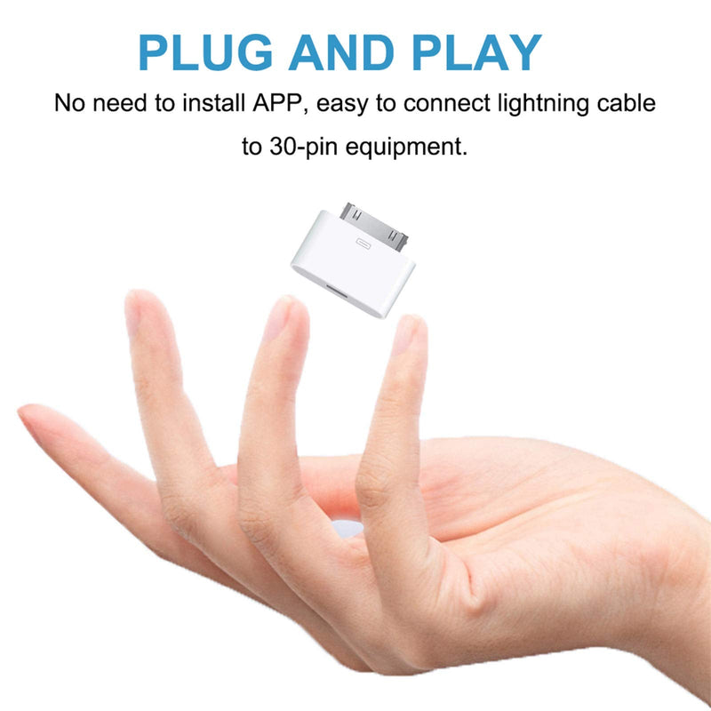 rosyclo 30-Pin to Lightning Adapter, MFi Certified 8-Pin Female to 30 Pin Male Dock Connector iPhone Charging Sync Converter Compatible iPhone 4/4s/iPad/iPod Touch White (No Audio)