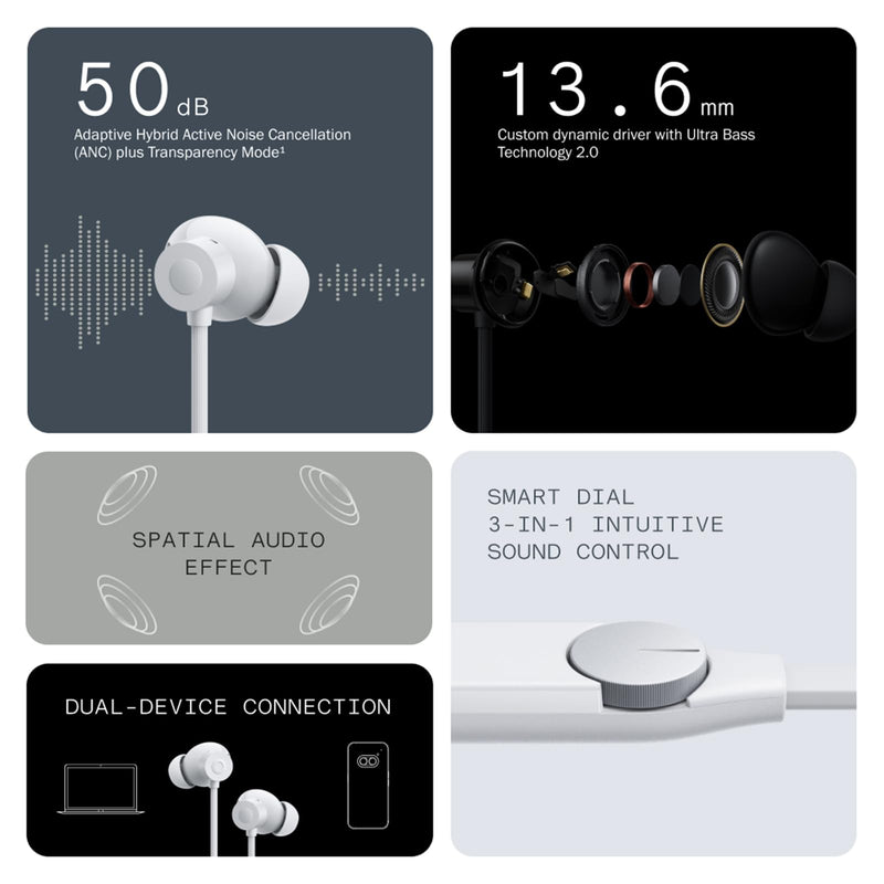 CMF BY NOTHING CMF Neckband Pro Bluetooth Headphones,50dB Hybrid Active Noise Cancelling Earbuds with 5 HD Mics,IP55 BT5.3 37Hours Long Play time Dual Device Connection Neckband Headphones-Light Grey