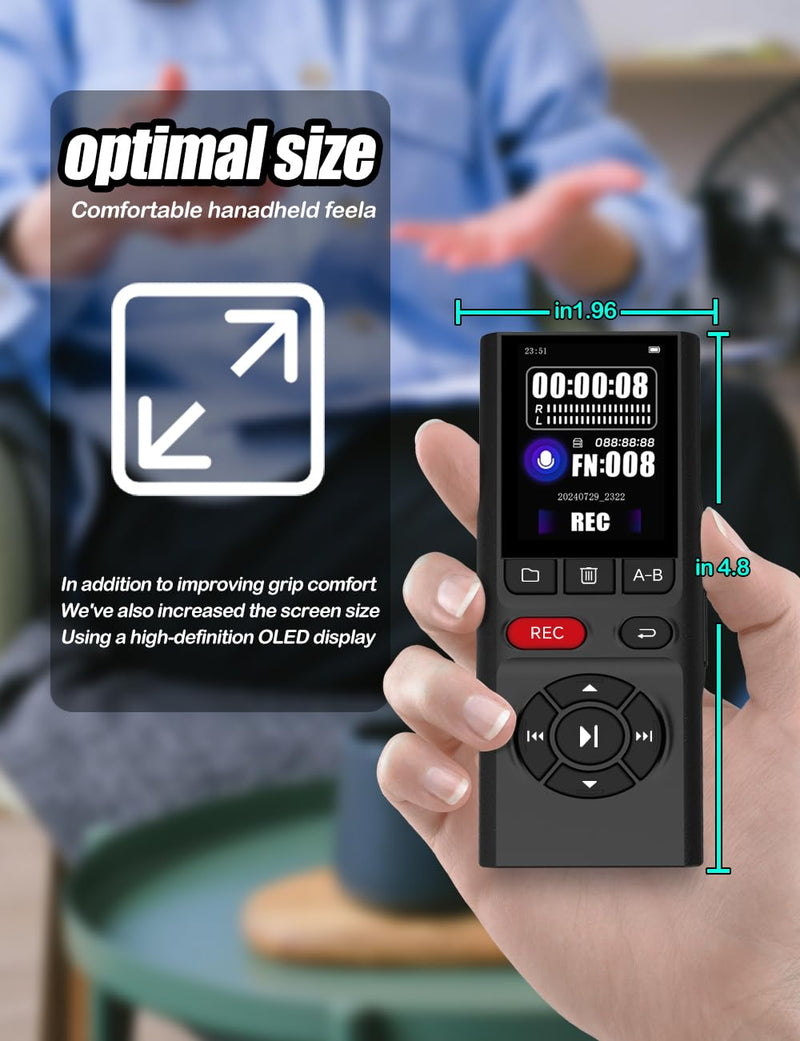[AUSTRALIA] - 64GB Jaswill Digital Voice Recorder with Playback Long Battery 2-inch Screen MP3 Audio Recording for Meetings Lectures and Interviews Portable USB Recording Device with Voice Activation 