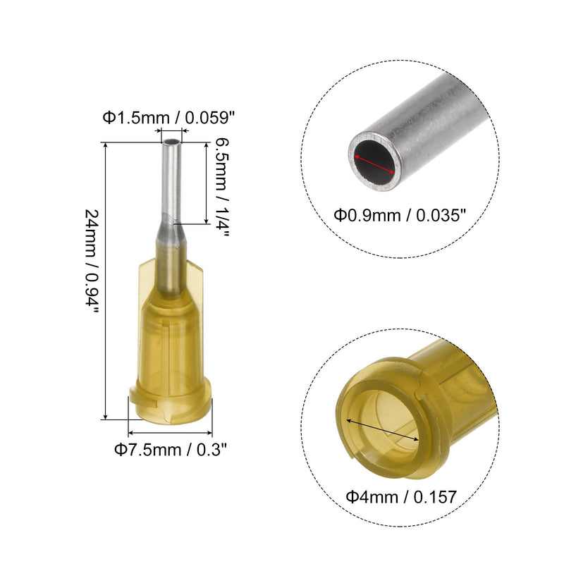 QUARKZMAN Industrial Blunt Tip Cannula 17G 1/4 Inch Length with Luer Lock Screw Connection, Dispensing Cannula for Liquid Glue Gun, Pack of 100 (Yellow) 17G 1/4" yellow