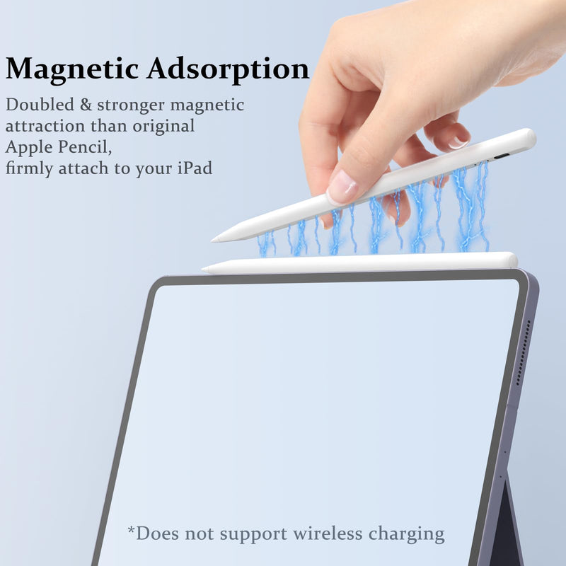 Stylus Pen for iPad W/Palm Rejection&Tilt, 13 Mins Fully Charged, MEKO Apple Pencil iPad Pen for iPad 6-10,iPad Pro12.9&11",iPad Air3/4/5,iPad mini5/6 A-White