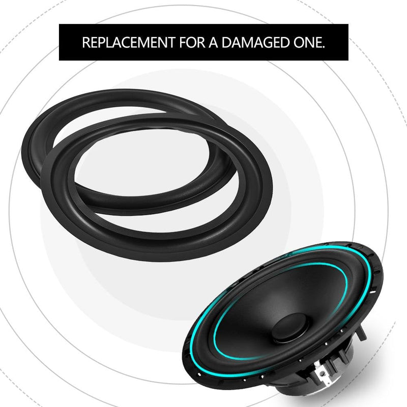 Yoidesu 2pcs Black Color 8 inch Rubber Speaker Surround Rings Replacement Parts for Speaker Repair or DIY,Perforated Rubber Speaker Foam Subwoofer Surround Foam Replacement Parts