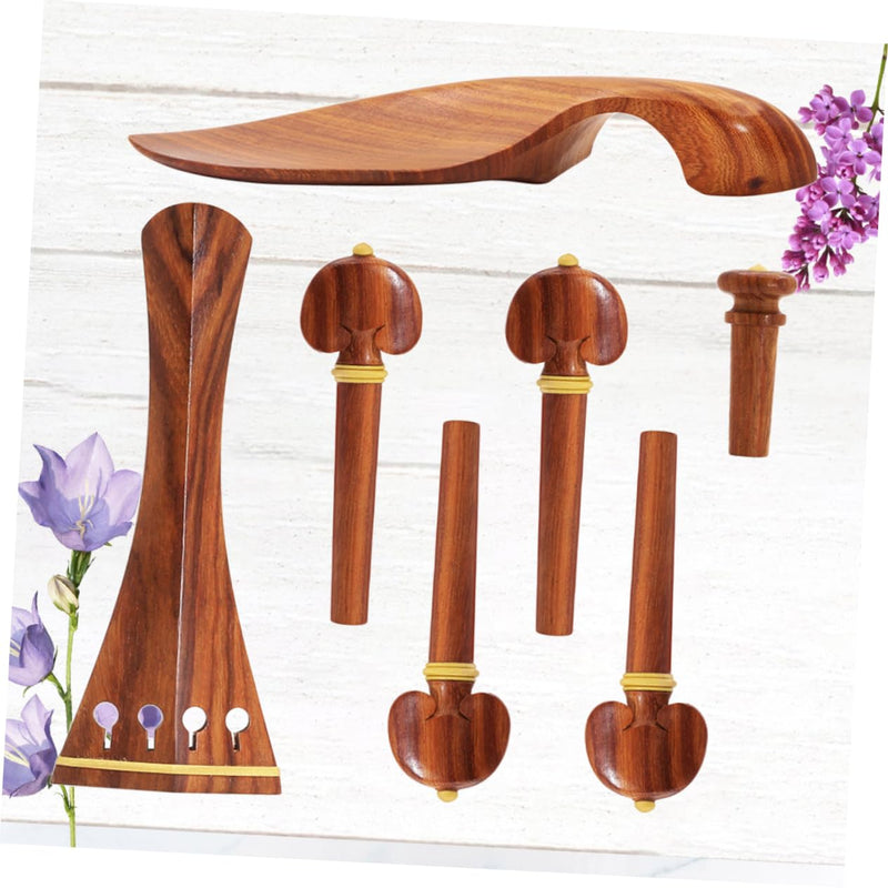 [AUSTRALIA] - Yardwe 4/4 Violin Accessories Set with Jujube Wood Tailpiece Chinrest Endpin and Pegs Comfortable Chin Rest for Beginner Violin Players 