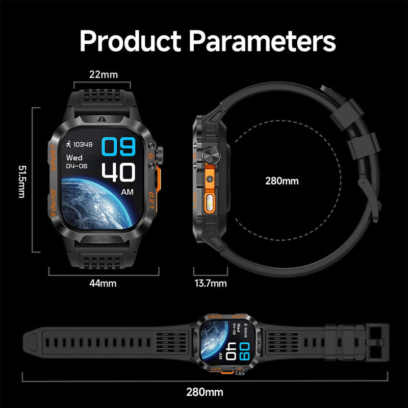 Smart Watch,1200mAh Long Battery Life, 2.01-inch LCD, Bluetooth Calling, Flashlight, Heart Rate/Sleep Monitoring, Supports 100+Sports Modes, IP68 Waterproof,Android & iOS Compatible (Black) Black