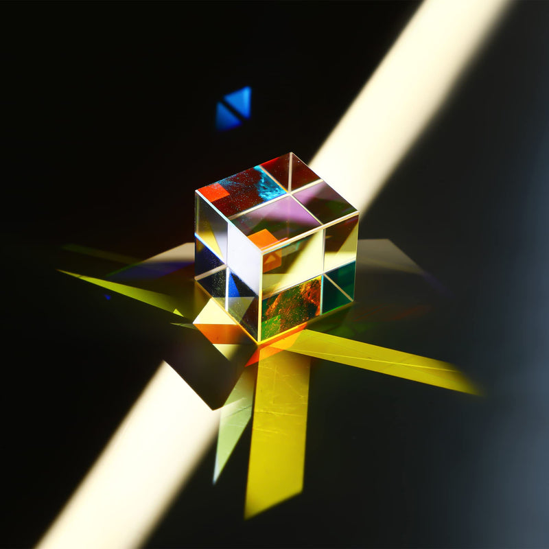 25mm Optical Glass X-Cube Prism RGB Dispersion Prism Physics and Decoration Light Spectrum Educational Model Photography Props 25mm