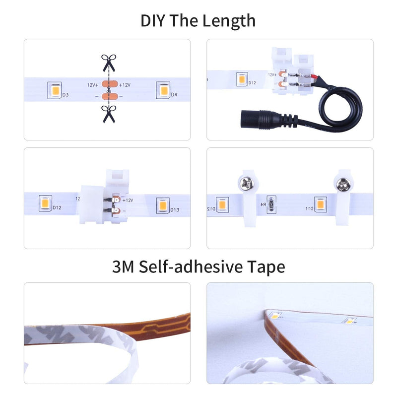 50ft Warm White LED Strip Lights,12V Dimmable Tape Lighting with Infrared Remote,SMD 2835 LEDs Adhesive Ribbon Light,Connectable,Cuttable,Indoor Rope Light for Room Mirror Bedroom Cabinet 50ft Warm white 50FT/15M