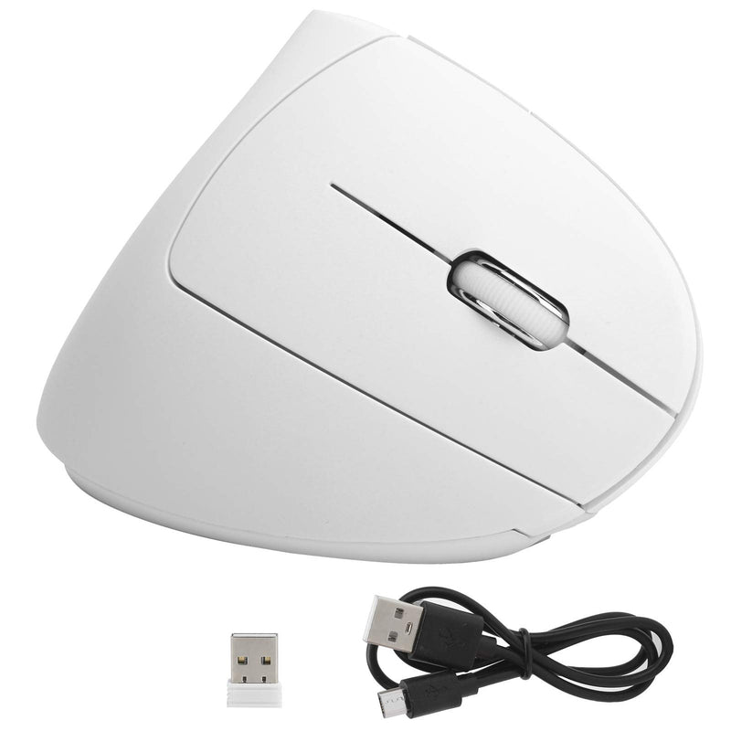 Ergonomic Vertical Mouse, 2.4G Wireless Optical Game Mouse, RGB Backlight, Adjustable 4-Level 2400DPI, 6 Button for PC/ Laptop Desktop(White)