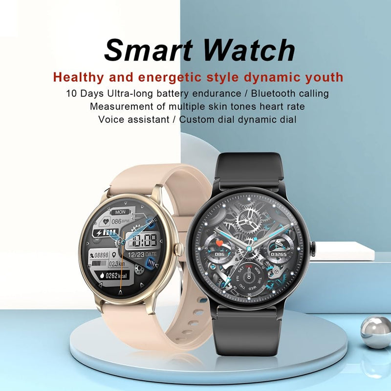 Smartwatch, 1.39" Full Touch Screen, Fitness Tracker, Heart Rate Monitor, Bluetooth Enabled, Black