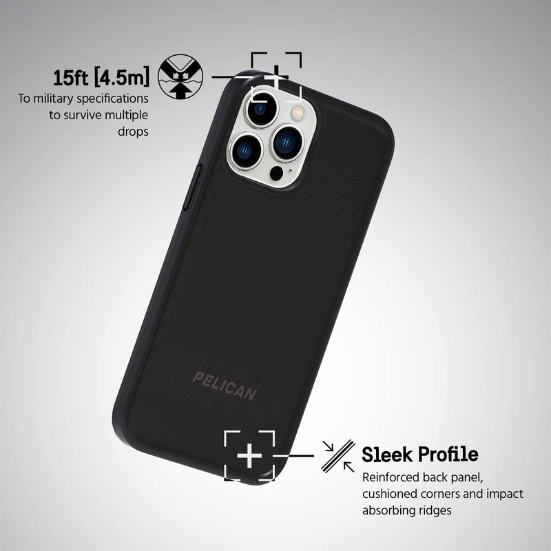 Pelican Protector Series - iPhone 13 Case 6.1" [Compatible with MagSafe] Magnetic Phone Case w/Anti-Scratch Technology [15ft MIL-Grade Drop Protection] Rugged, Heavy Duty Cover for iPhone 13 - Black Protector Black
