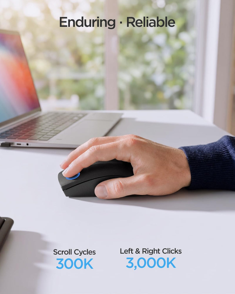wegear USB Wireless Mouse for Laptop PC Mac, 2.4G Nano USB-A Mouse | Ambidextrous Cordless Mice, 1000 DPI Ergonomic Portable Optical Computer Mice for Business Travel, Home Office