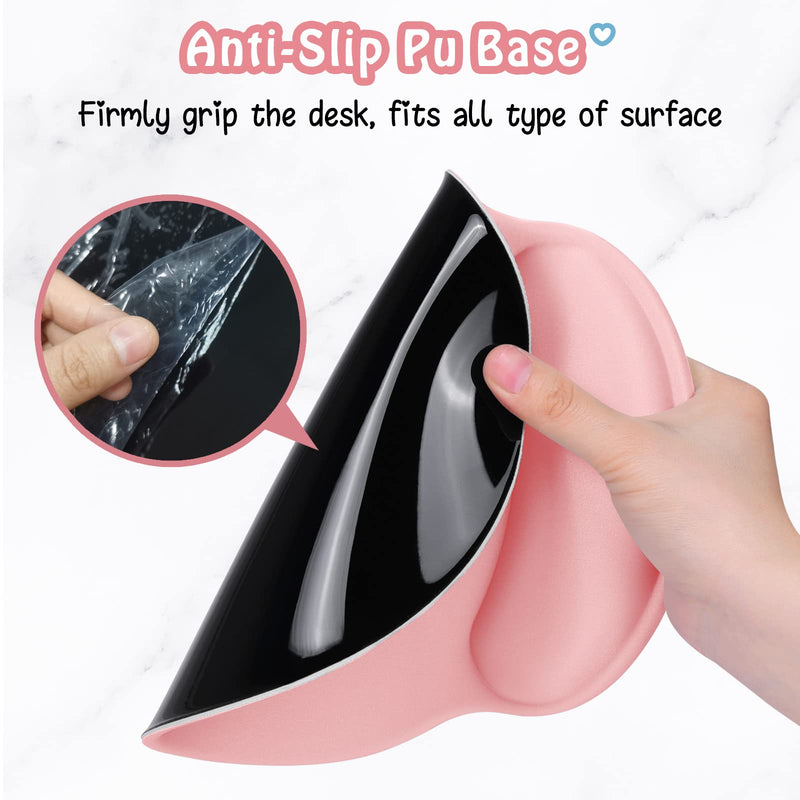 Hsurbtra Ergonomic Mouse Pad with Wrist Rest Support, Gel Mouse Pads with Non-Slip PU Base, Pain Relief Memory Foam Mousepad for Laptop PC, Cute Office Supplies Desk Decro Accessories Pink Large