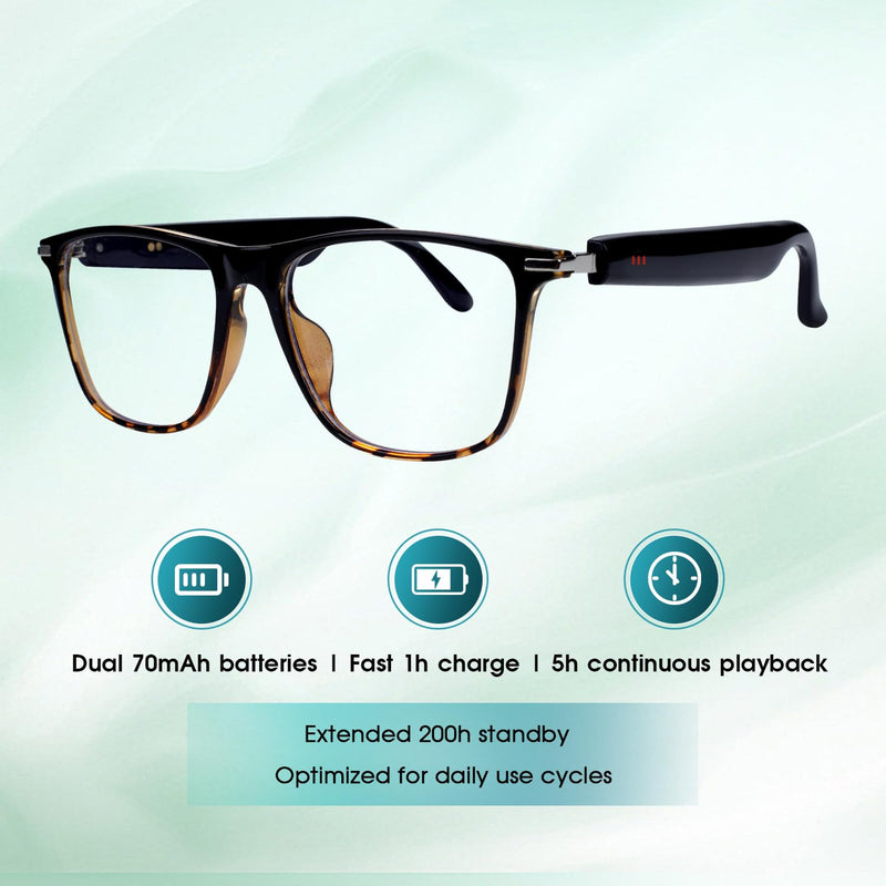 Bluetooth Audio Smart Glasses for Women & Men, Bluetooth Glasses with Color-Change Lens, Open Ear Speakers, IPX5 Waterproof, Smart Audio Glasses for iPhone Android Music/Calls (Brown) Brown