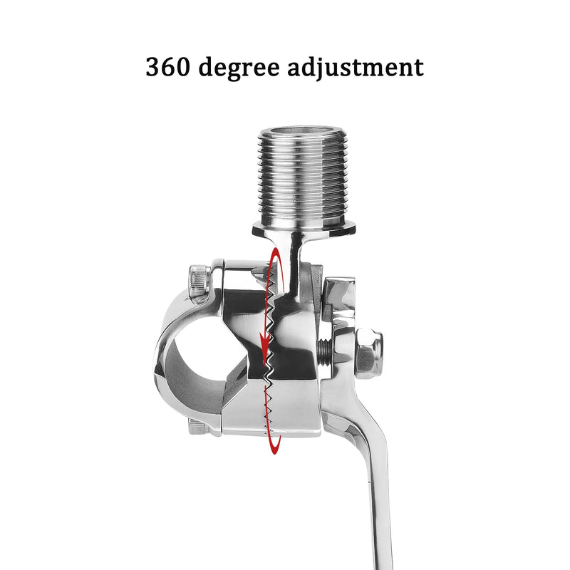 [AUSTRALIA] - Marine VHF Antenna Mounts, Rail Mount Adjustable Antenna Base, Ratchet Mount, for 7/8 to 1 inch (22-25.4mm) Rail, 316 Stainless Steel, with Mounting Wrench 