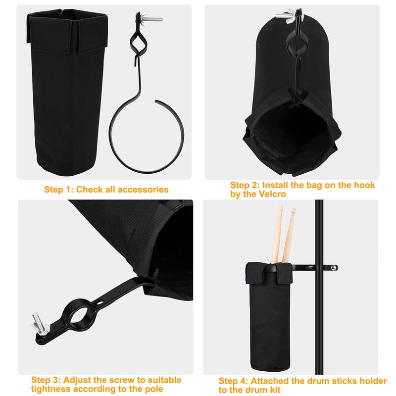 Portable Drumstick Holder Adjustable Drum Stick Bag Waterproof Oxford Fabric Black Drumstick Container Bag