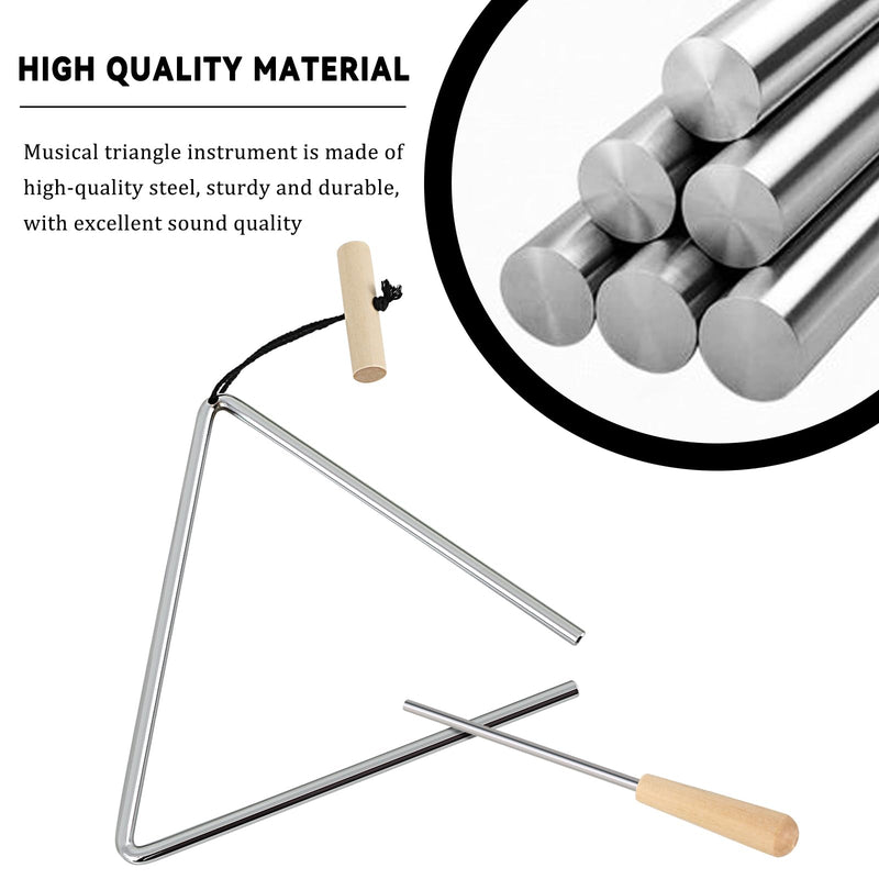 EASTROCK Triangle Instrument, Rhythm Steel Triangles Music Instrument Hand Percussion Triangles with Striker (8 Inch) 8 INCH