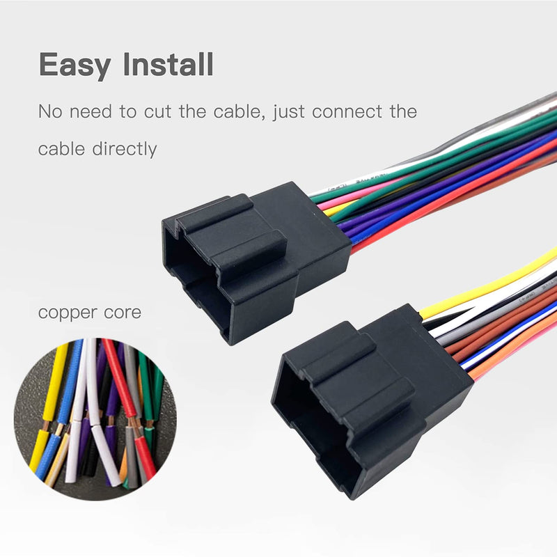 Radio Stereo Wiring Harness with Antenna Adapter for 2006-2017 Chevrolet, GMC, Pontiac, Cadillac, Buick Aftermarket GM Chevy Wire Plug Connector Kit Car Cable Replacement