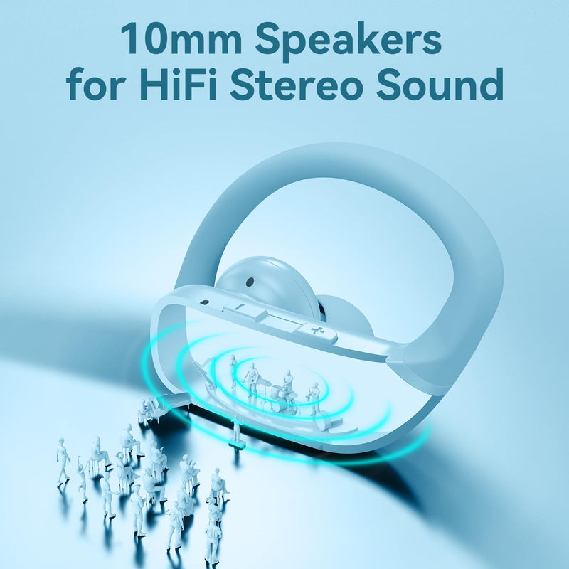 2 Sets Wireless Earbuds Bluetooth Headphones 48hrs Play Back Sport Earphones with LED Display Over-Ear Buds with Earhooks Built-in Mic Headset for Workout Black + Sky Blue
